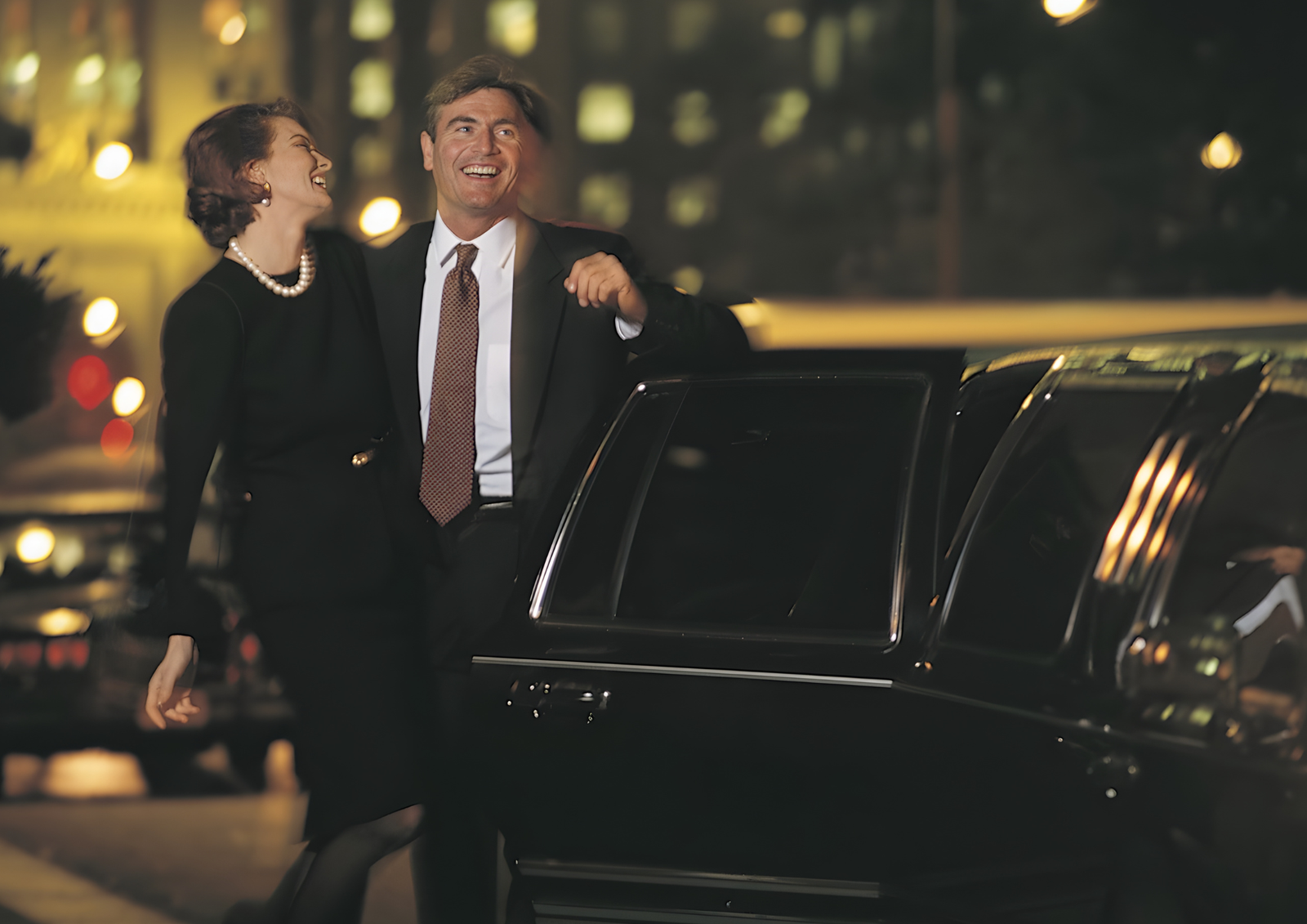 alentine’s date night with couple stepping out of a car.