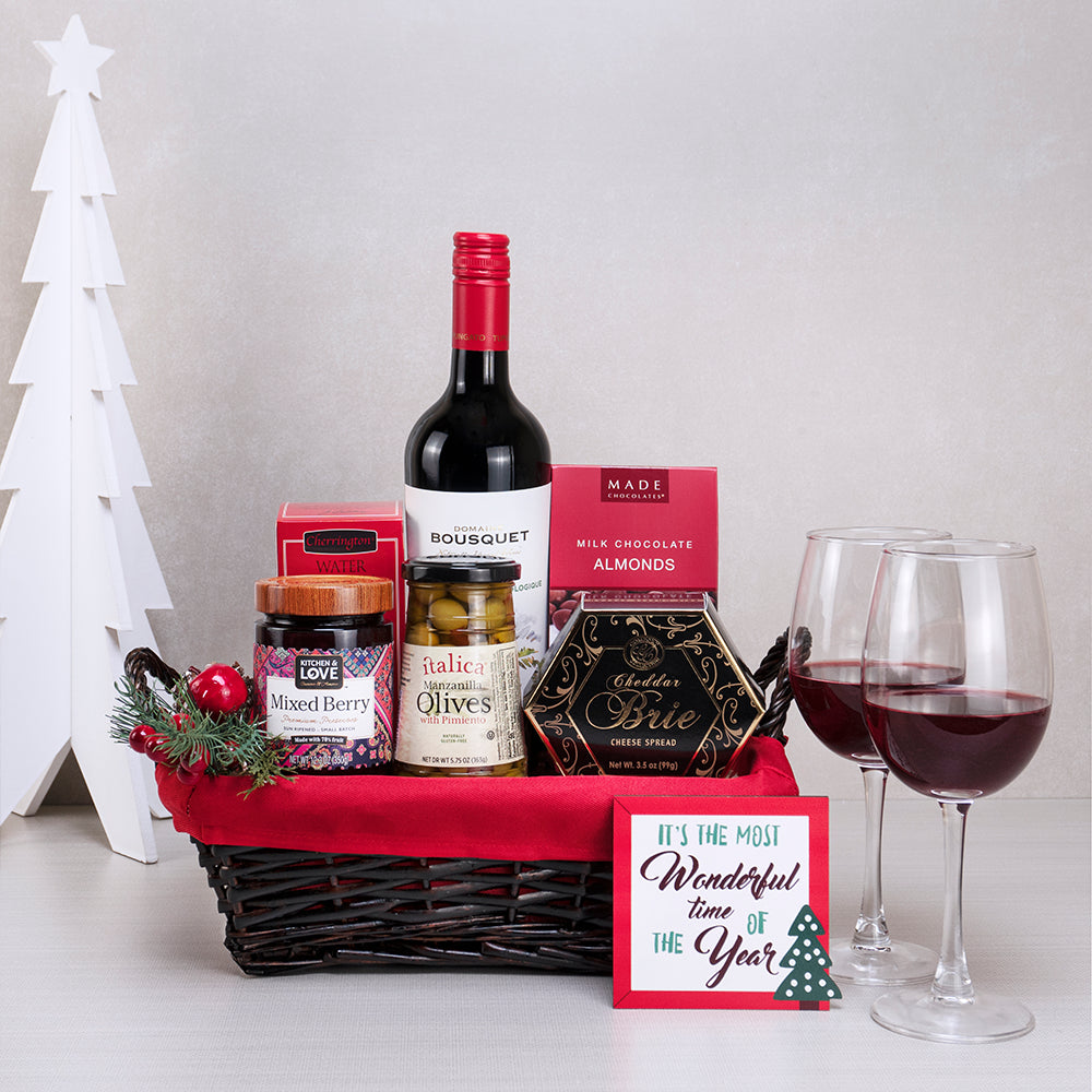 Holiday Harmony Wine Treats Basket