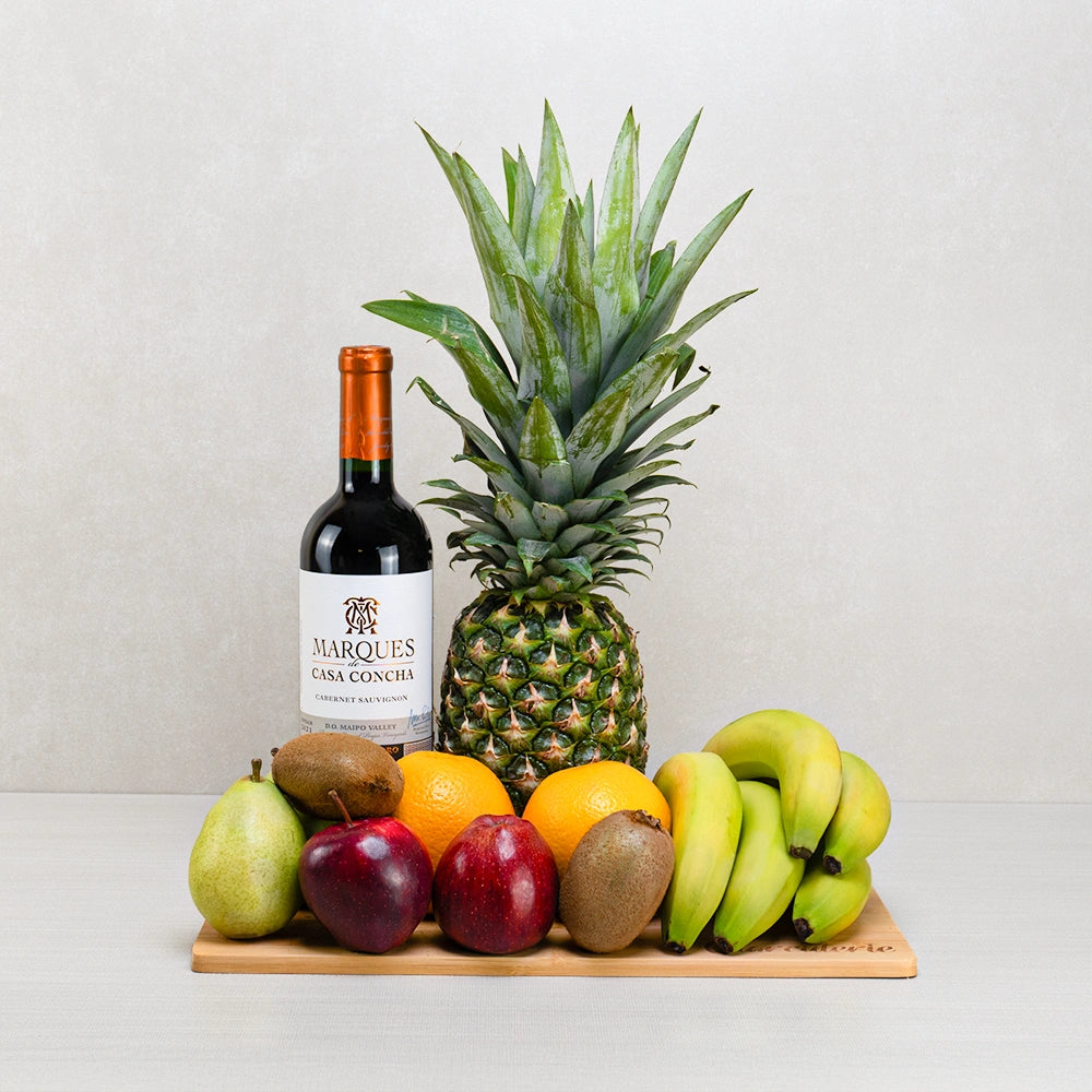 Thoughtful Comfort Fruits And Wine Basket