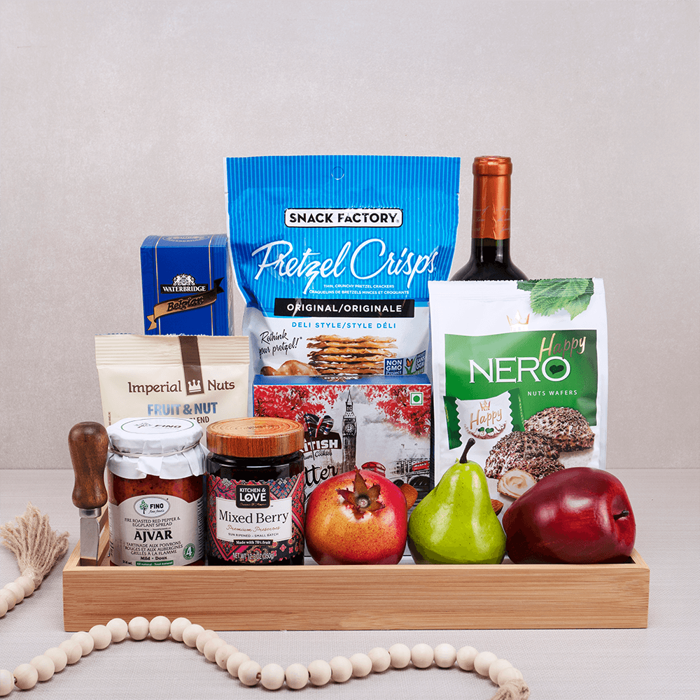 Happy Hanukkah Wine And Snack Basket